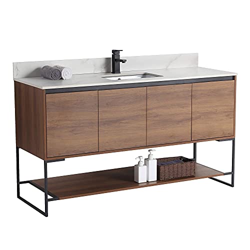 Fine Fixtures 60 Inch Bathroom Vanity with Sink - Modern Knob Free Design, Elegant Space-Saving Solution for Your Bathroom - Durable, Bathroom Vanities for a Contemporary Look - Urbania Collection Fine Fixtures