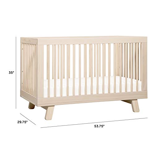 Babyletto Hudson 3-in-1 Convertible Crib with Toddler Bed Conversion Kit in Washed Natural, Greenguard Gold Certified