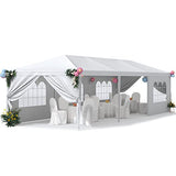 Greesum 10x30 Outdoor Canopy Tent Patio Camping Heavy Duty Gazebo Shelter Party Wedding BBQ Events with Side Removable Walls, Waterproof Shelter, White Greesum