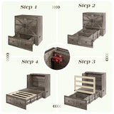 LUXOAK Twin Murphy Bed with Built-in Charging Station and Storage Drawer, Farmhouse Foldable Cabinet Bed for Guest Room, Apartment or Home Office, Rustic Grey LUXOAK