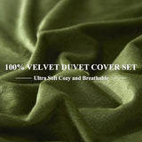 Ivellow Velvet Flannel Duvet Cover King Size Olive Green Comforter Cover Ultra Soft Breathable Cozy Velour Duvet Cover Solid Luxury Bedding Set Zipper Closure Corner Ties Ivellow
