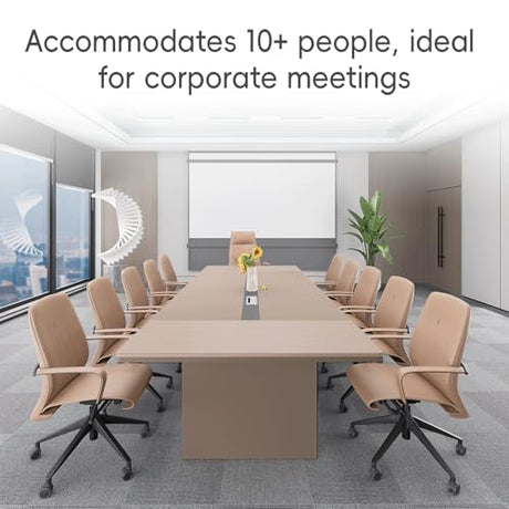 SNKBOAT Conference Table for 12 People, 141.73 in Long Business Tables, Large Rectangle Meeting Seminar Table, Training Table with Thickened Top,2Two Grommets, for Home Office, Studio, Business SNKBOAT