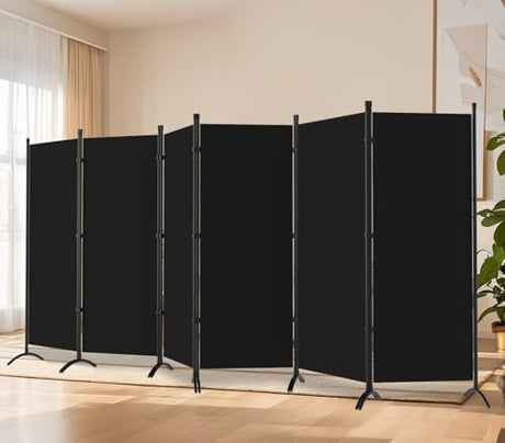 Room Divider-Folding Privacy Screens, 6 ft Partition Room Dividers Wall for Separation, Home, Office, Classroom, Studio (Black, 6 Panel) Grezone