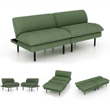 Ribilake 70" Futon Sofa Bed, 4 in 1 Multi-Function Couch Sleeper with Adjustable Backrest, Modern Convertible Futon, Recliner Small Loveseat for Living Room, Dorm, Green Ribilake