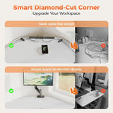 Mericonia 66 inch Large Corner Gaming Desk, Simple L Shaped Desk with CPU Stand & Hooks, Computer Desk for Home, Bedroom & Office Workspace, White Mericonia