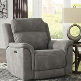 Signature Design by Ashley Next-Gen DuraPella Power Recliner with Adjustable Headrest, Gray Signature Design by Ashley
