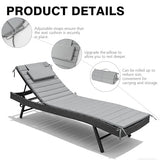 Minventiss Chaise Lounge Cushion Outdoor Set of 2，Patio Foldable Chaise Lounger Cushion，Foldable Waterproof Pool Lounge Chair Cushions with Straps, Lounger Cushions for Outdoor Furniture，71''Lx21''W