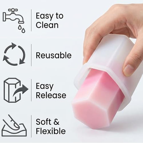 VIPFIT 8 Piece Silicone Candle Molds, 2mm Thickened Reinforced Design, Tear-Resistant Molds for Pillar and Votive Shapes, Easy Release, Includes Cylinder, Hexagon, Heart, Moldes para Velas (8) VIPFIT