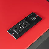 Gaming Loft Bed with Desk & Storage Shelves & Wardrobe & RGB Lighting,Full Size Wood Loft Bed Frame with Guardrail,DIY Pegboard,Curtains and Ladder,Esports Design for PC & Console Gamers,Black Red Harper & Bright Designs