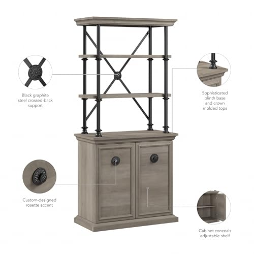 Coliseum Designer Bookcase with Doors in Driftwood Gray by Bush Business Furniture - WoodArtSupply