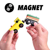 FUN LITTLE TOYS 77PCS Wooden Train Set Toy Train for Boys & Girls with Wood Train Track Fits Major Brand, Wooden Farm Play Set for Kids Wooden Toys FUN LITTLE TOYS