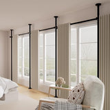 Room Divider for Room Separation，No Drilling Curtain Rod Wall Divider Metal Rod, 4-10ft(H) 28-140inch(W) Adjustable, Heavy Duty Partition Space Separator Freestanding Tension Curtain Stand (Black) Toyear