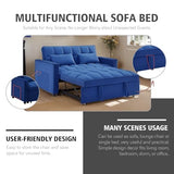 3 In 1 Velvet Convertible Sofa Bed, Pull Out Couch Bed with Reclining Backrest And 2 Pillows, 54" Full Size Loveseat Sleeper Sofa Futon Couch Bed, Couches For Small Spaces, Living Room (Blue) anwickjeff