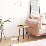 LITA Rattan Log Desktop Round Side End Table, Nightstand/Small Tables, Indoor Outdoor Wooden Tray Table with Metal Stand End Table for Living Room Bedroom Office Small Spaces LITA