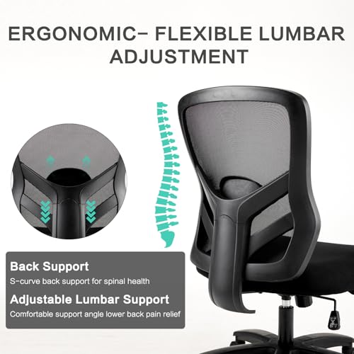 YFO Big and Tall Office Chair 500LBS - Computer Desk Chair with Adjustable Lumbar Support, Heavy Duty Ergonomic Mesh with 360 Rotation 4D Arm and Extra Wide Comfty Seat, Quiet Wheels for Adults YFO