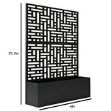 Oakland Living 6 ft. X 4 ft. Black Freestanding Metal Privacy Screen Room Divider with Flower Box Oakland Living