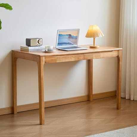 VIZBMYR Widen Solid Wood Desk with Drawers,47"X24" Wood Writing Desk for Small Space,Student Computer PC Desks,Home Desks for Work,Gaming Study Desk for Bedroom Escritorios Desk Table (Natural, 47") VIZBMYR