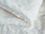 DaDa Bedding Luxury White Roses Fluffy and Cuddly Faux Fur with Sherpa Backside Fleece Cloud Throw Blanket - Super Soft Warm Plush Luxe Solid Toss for Sofa, Couch or Bed - 63" x 90" DaDa Bedding