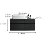 Weibath 31'' Bathroom Vanity Floating Bathroom Sink Cabinet with Ceramic Vessel Sink Black & White Wall Mounted Floating Vanity Weibath