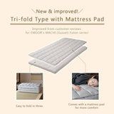 EMOOR Japanese Tri-fold Futon Mattress Machi with Mattress Pad Small-Twin Gray, Gusset Foldable Storable Washable Floor Sleeping Guest Bed Tatami Mat EMOOR