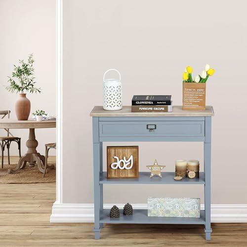 Wnutrees Multi-functional Console Desk, Grey, 30 in x 10.6 in x 31.5 in Wnutrees
