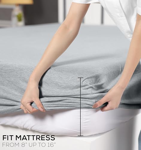 Utopia Bedding FullSheet Set - Jersey Knit Sheets 4 Piece – Cotton – Soft T-Shirt Stretchy Sheets (Heather Light Grey) Utopia Bedding