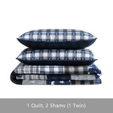 Eddie Bauer - Queen Quilt Set, Reversible Cotton Bedding with Matching Shams, Luxurious Bedding Set (Blue Creek Navy, Queen) Eddie Bauer