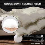 puredown® Goose Feather Down Fiber Comforter Twin Size, All Season 100% Cotton Duvet Insert Medium Warmth, Cloud Soft Hotel Luxury Collection Bedding Comforters Cream 90" x68 puredown