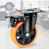 VEVOR Caster Wheels, 5-inch Swivel Plate Casters, Set of 4, with Security A/B Locking No Noise PVC Wheels, Heavy Duty 1800 lbs Load Capacity, Non-Marking Wheels for Cart Furniture Workbench VEVOR