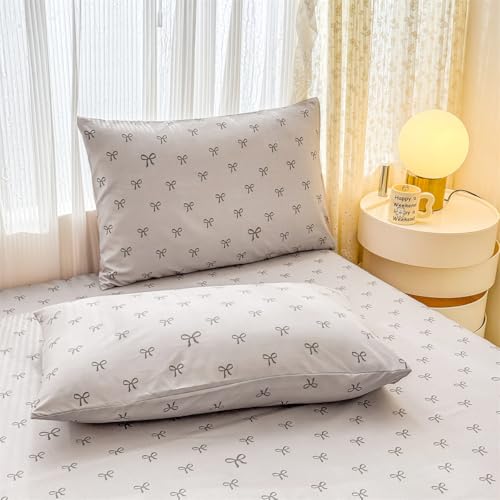 Bildenly White Twin Comforter Set - Black Bow Quilt Bedding Set 2 Pieces, Comforter Set Twin Size, Soft & Lightweight Comforter(68‘’ x 90‘’) for Girl All Season & 1 Pillowcase(30‘’x20‘’) Bildenly