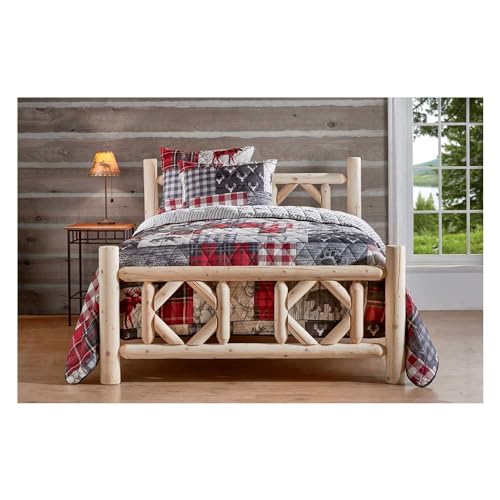 Rustic Diamond Cedar Log King Bed Frame by CASTLECREEK - WoodArtSupply