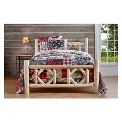 Rustic Diamond Cedar Log King Bed Frame by CASTLECREEK - WoodArtSupply