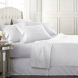 Danjor Linens Bed Sheet Set Queen Size for Hot Sleepers, Hotel Premium Sheets with 4 Pillowcases, Lightweight Brushed Microfiber Deep Pockets, Breathable Cooling 6 Piece Bedding Sets, White Danjor Linens