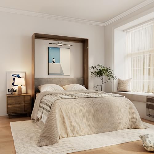 Bobve Farmhouse Murphy Bed Queen, 85" Wall Bed Folds to Save Space, Concealed Bed Frame with Hydraulic Rod and Wall Mounted Features for Apartment/Office/Guest Room Bobve
