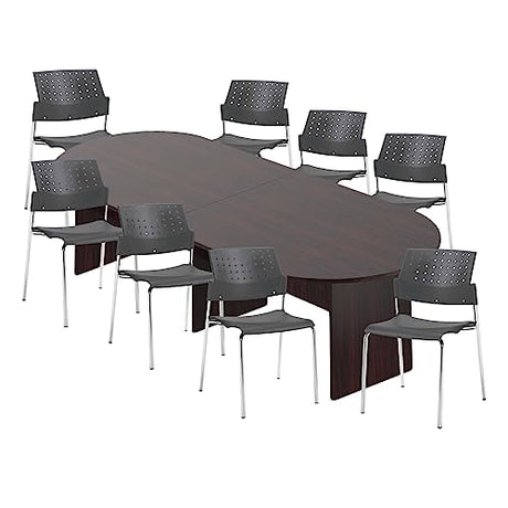 GOF 6FT, 8FT, 10FT Conference Table & Chair (G6508CH-SHW) Set, Dark Cherry, Espresso, Artisan Grey, Mahogany, Walnut (10ft Table with 8 Chairs, Mahogany) GOF