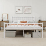 WJORATA Metal Platform Queen Bed Frame with Headboard Sturdy Steel Slats Support No Box Spring Needed Easy Assembly White WJORATA