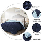 Homelike Moment Comforters Queen Size - Blue Duvet Insert Down Alternative Bed Queen Comforter, Lightweight Bedding Comforter Full Size Quilted Soft All Season Reversible Navy/Light Blue Homelike Moment