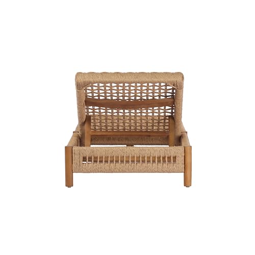 Christopher Knight Home Mercer Acacia Wood Chaise Lounge Chair Outdoor, Poolside Sun Lounger Recliner with Wicker Seat, Patio Outdoor Chaise Lounge, Adjustable Backrest Lounge Sofa, Teak+Light Brown