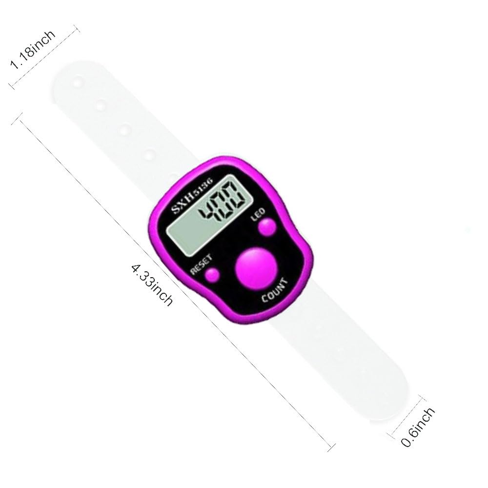 Stitch Counters 2 Pcs LED Digital Row Counter and Stitch Markers 50 Pcs Crochet Stitch Markers for Knitting Sewing Stitching Weaving, Muslim Pray, Recording Sports Scoring, Lap Counting (Purple pink) TESEAS