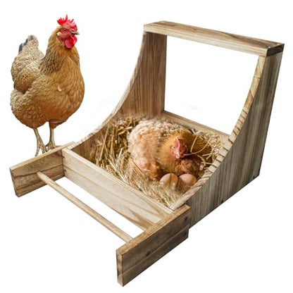 MUYG Chicken Nesting Box,Wooden Single Compartment Chicken Nesting Boxes Wood Hen Nest Box Chicken Coop Accessories Wall Mount Laying Nest Boxes with Perch for Chickens Hens Ducks Poultry - WoodArtSupply