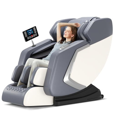 AOVOJRM Massage Chair Full Body- Zero GravityMassage Recliner with Air Pressure, 10 Fixed Massage Rollers, Heating, Foot Roller, Bluetooth Speaker for Home Office, for mom/dad (White) AOVOJRM