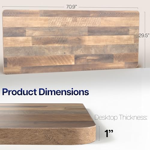 VIVO Reclaimed Wood Universal 71 x 30 inch Solid One-Piece Table Top for Standard and Sit to Stand Height Adjustable Home and Office Desk Frames, DESK-TOP71P VIVO