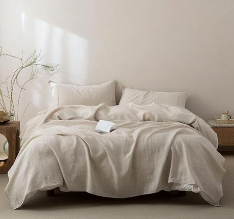 Talasily 100% French Pure Linen Sheets Set Queen Size,Oeko-TEX Certified Bedding, All-Season Breathable for Hot Sleepers,16 Inch Deep Pocket Machine Washable 4-Piece (Natural Linen) Talasily