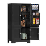TEENFON Storage Cabinet with 4 Doors, Kitchen Cabinet with 6 Door Shelves, Kitchen Pantry for Living Room, Dining Room, Bathroom, Black TEENFON