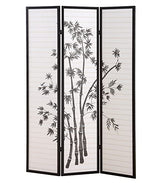 Roundhill Furniture 3-Panel Oriental Shoji Room Divider Screen, Black Roundhill Furniture