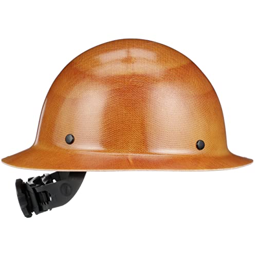 MSA 475407 Skullgard Full-Brim Hard Hat with Fas-Trac III Ratchet Suspension | Non-slotted Hat, Made of Phenolic Resin, Radiant Heat Loads up to 350F - Standard Size in Natural Tan - WoodArtSupply