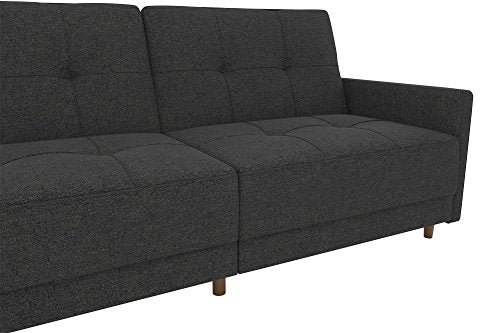 DHP Andora 76 Inch Futon Sofa Bed, Modern Upholstered Couch Sleeper with Button Tufted Back and Seat, Grey