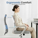 DUMOS Home Office Computer Chair - Ergonomic Mid Back Desk with Lumbar Support and Rocking Mode, Height Adjustable with Fixed Armrest, for Conference Meeting Room, 360° Swivel, Adults, Grey DUMOS
