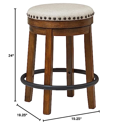 Signature Design by Ashley Valebeck 24" Counter Height Upholstered Swivel Stool, Brown & Black Signature Design by Ashley