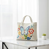 ARTopet Embroidery Tote Bag Kit for Beginners Butterfly Canvas Cross Stitch Handbag with Hoops Needles Threads Reusable Grocery Bag for Women-Butterfly03